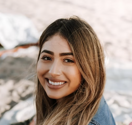Smiling woman beach portrait